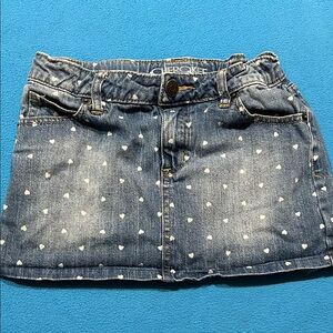Cherokee Denim Skirt with White Heart Pattern